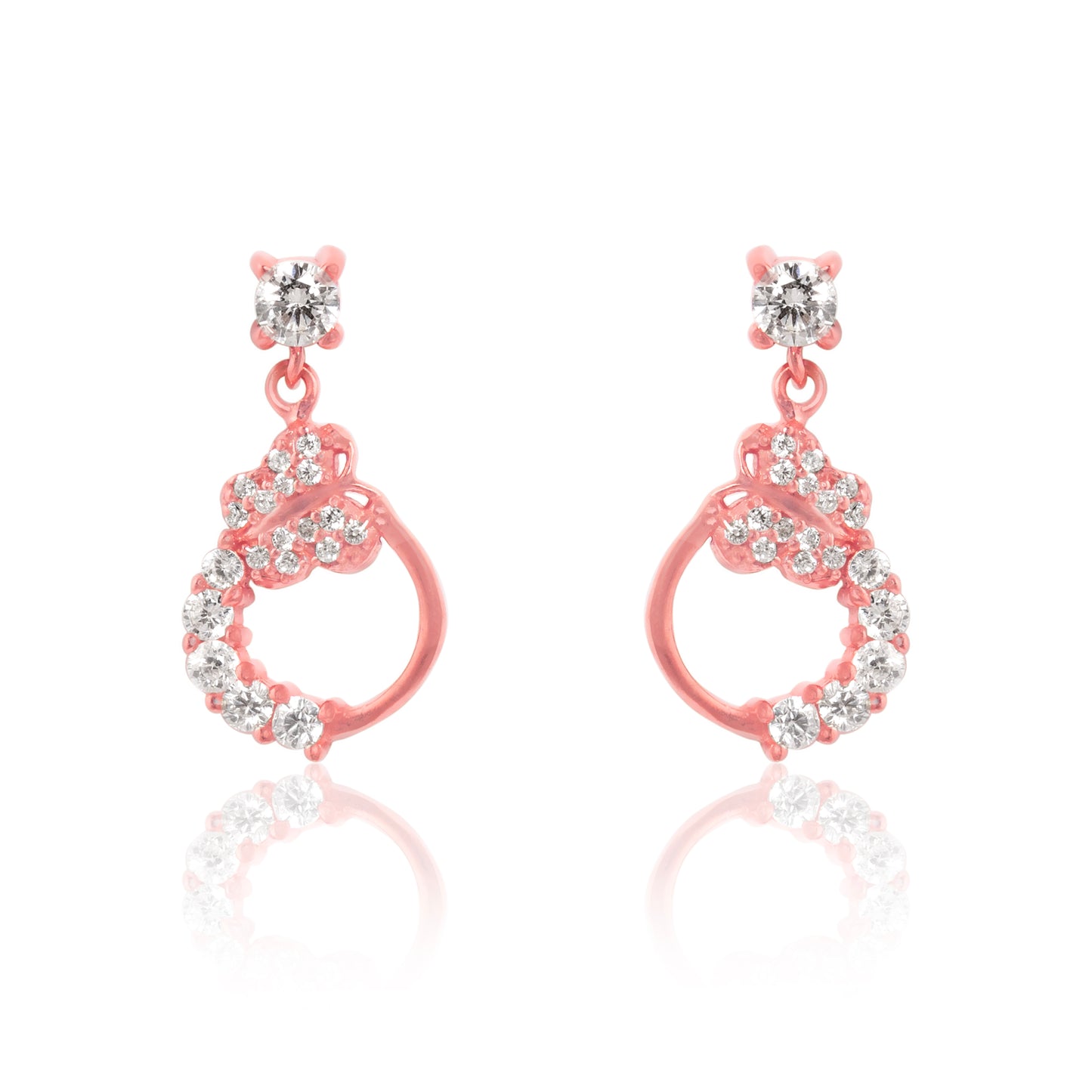 Rose Gold Elegant Twirl Drop Earrings