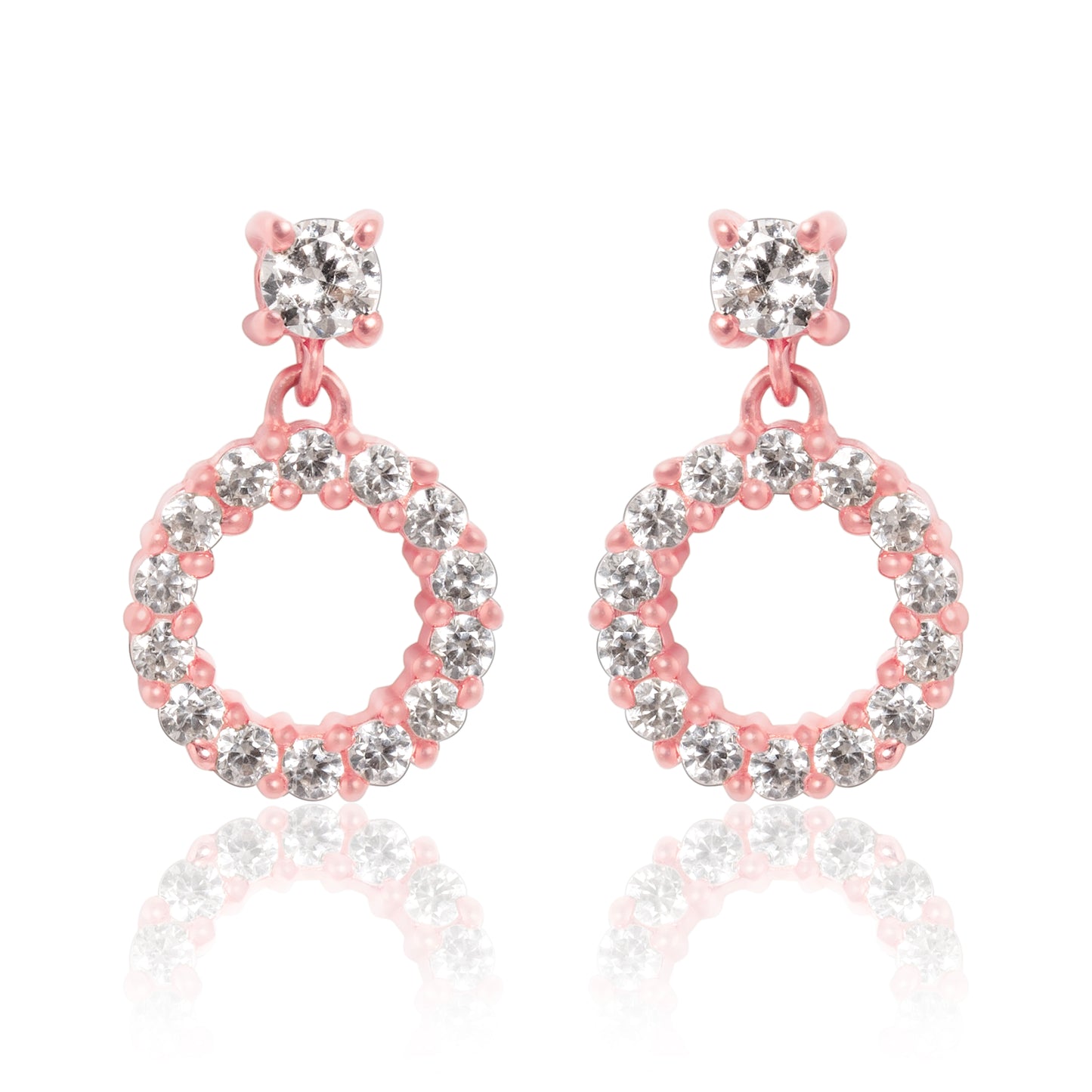 Classy Round Sparkle Rose Gold Earrings