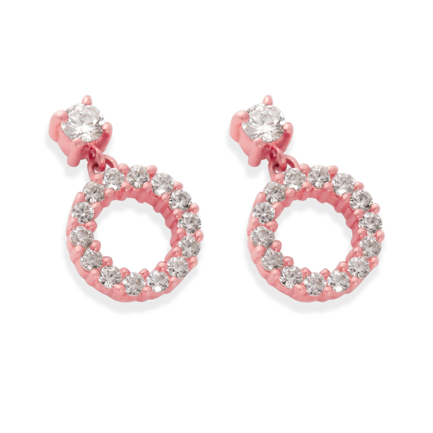 Classy Round Sparkle Rose Gold Earrings