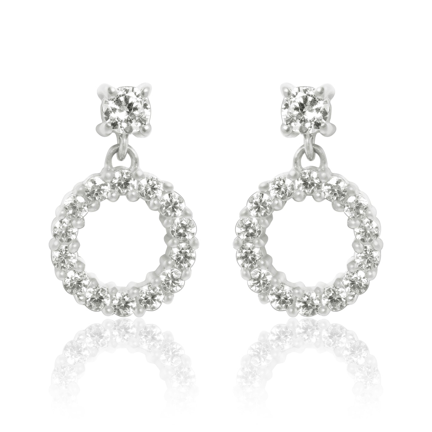 Classy Round Sparkle Silver Earrings