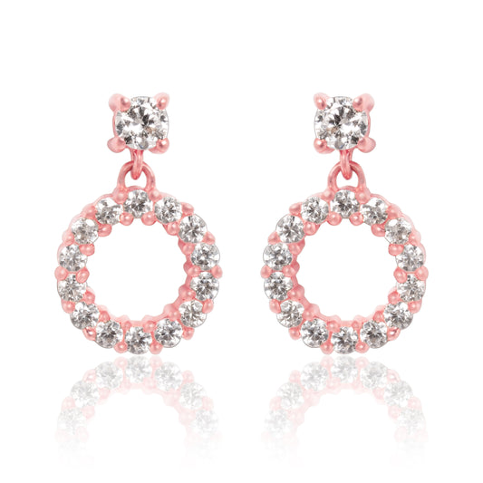 Classy Round Sparkle Rose Gold Earrings
