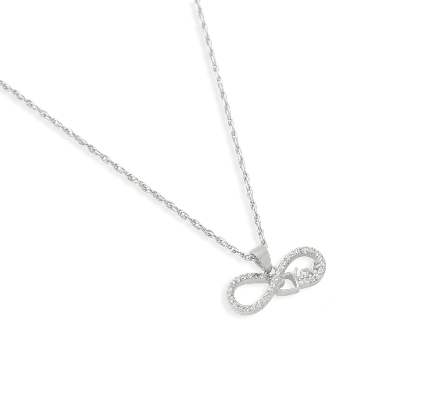 Pure Silver Infinity Love Pendant with Chain