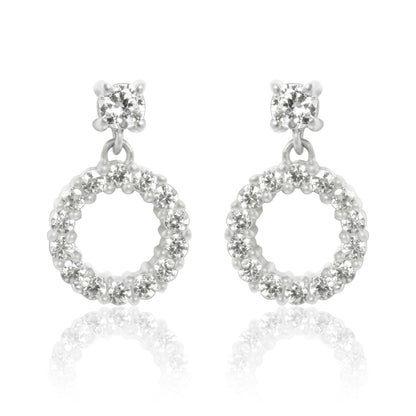 Classy Round Sparkle Silver Earrings