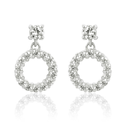 Classy Round Sparkle Silver Earrings