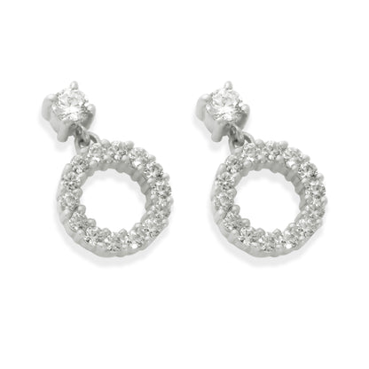 Classy Round Sparkle Silver Earrings